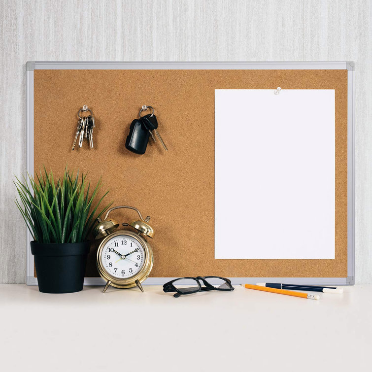 Latitude Run® Cork Board Bulletin Board, Silver Aluminium Framed 2X3